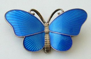 Vintage Sterling Silver Enamel Butterfly Brooch Ivar T.  Holth Norway Norwegian