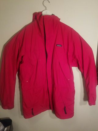 Rare Vintage Patagonia 1980s Red Hooded Rain Mountain Parka Zip Jacket Medium