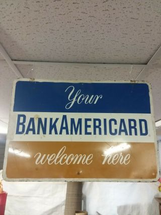 Vintage Americard Bank Of America Double Sided Sign