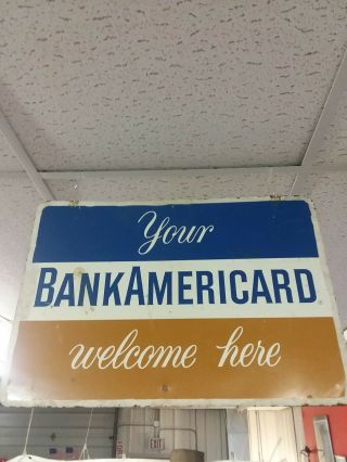 Vintage Americard Bank Of America Double Sided Sign 2