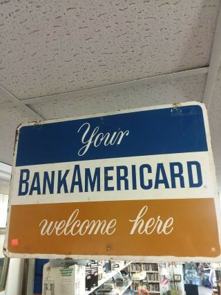 Vintage Americard Bank Of America Double Sided Sign 3