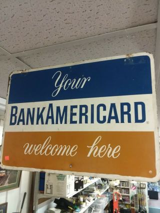 Vintage Americard Bank Of America Double Sided Sign 4
