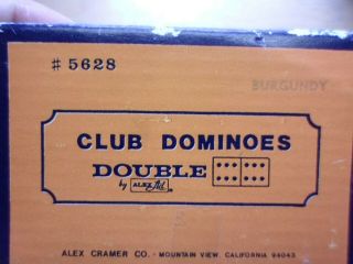 Vintage Burgundy Le Club Dominoes By Alex Cramer Double Six 5628 Rare N.  O.  S. 2