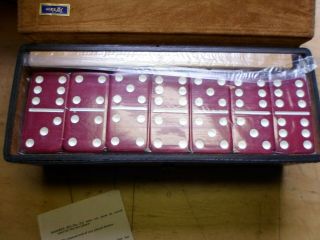 Vintage Burgundy Le Club Dominoes By Alex Cramer Double Six 5628 Rare N.  O.  S. 7