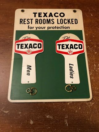Vintage Texaco Restroom Key Holder Sign