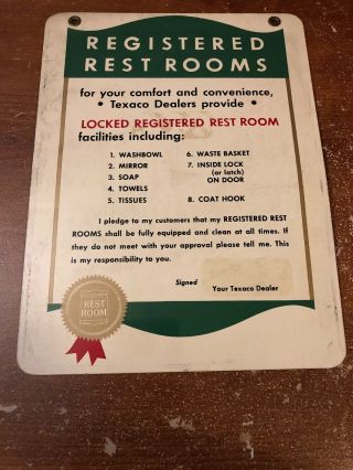 Vintage Texaco Restroom Key Holder Sign 4