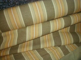 10 Y Vintage Hammock Awning Stripe Ticking Canvas Upholstery Fabric Green Gold
