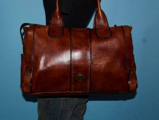 FOSSIL Vintage Reissue Weekender Leather Brown Shoulder Laptop Purse Tote Bag 5