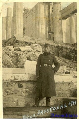 Port.  Photo: Touriste Wehrmacht Soldier Posed At Akropolis (athens),  Greece