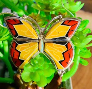 Native American Style Vintage Sterling Silver Gorgeous Butterfly Pendant