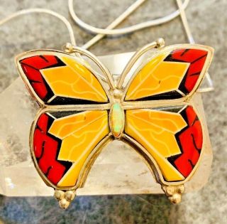 Native American Style Vintage Sterling Silver Gorgeous Butterfly Pendant 4