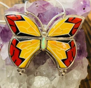 Native American Style Vintage Sterling Silver Gorgeous Butterfly Pendant 6