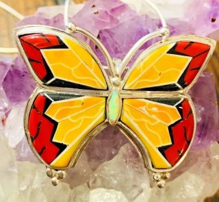 Native American Style Vintage Sterling Silver Gorgeous Butterfly Pendant 7