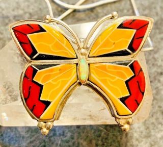 Native American Style Vintage Sterling Silver Gorgeous Butterfly Pendant 8