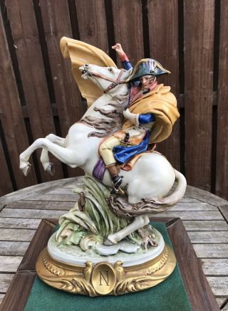 Rare Capodimonte Figure Of Napoleon Upon Rearing Horse By Bruno Merli
