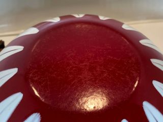 Red Vintage Cathrineholm White Lotus Enamel Bowl 5.  5 