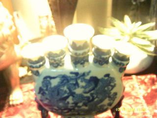 Gorgeous Vintage Chinese Quing Dynasty Blue & White Porcelain 5 Claw Candelabra