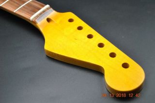 Flame Maple Guitar Neck Vintage Tint Fits Stratocaster 22 Fret Rosewood