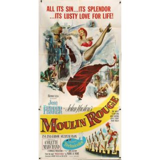 Moulin Rouge Rare 3sh Movie Poster - 1952 - John Huston,  French Cancan