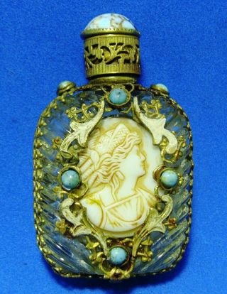 Vintage Exquisite Antique Czech Art Deco Perfume Bottle Gilt Czechoslovakia