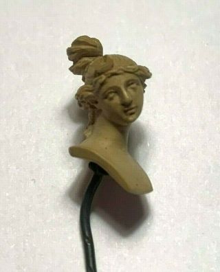 Antique Vintage Stick Pin Stickpin Carved Woman Lady Bust Goddess 163