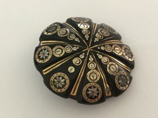 Antique Victorian 1890’s Gold / Silver Inlay Pique Brooch Pin.  1 3/16”.