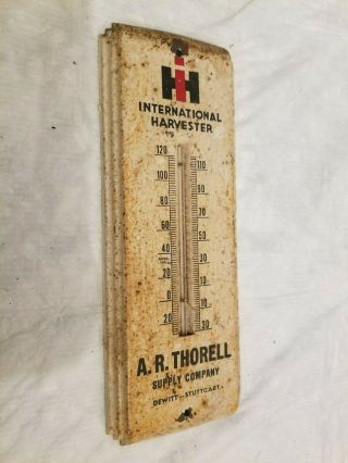 Ih International 1950 Tin Thermometer Sign Dewitt Stuttgart Vintage Old