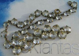 Art Deco Bezel Set Open Back Glass Crystal Beads Necklace