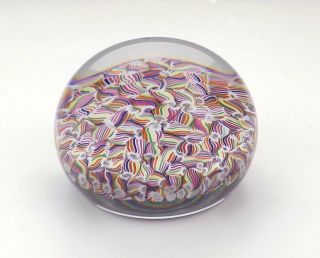 Vintage Baccarat Glass - Vibrant Twisted Cane Decorated Paperweight -