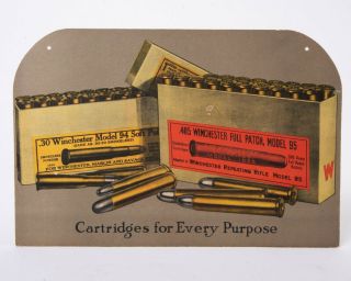 Vintage Winchester Ammo Cartridges Cardboard Die Cut Hanging Display Ad Sign 11 "
