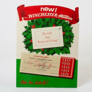 Winchester Western Christmas Holiday Die Cut Store Display Ad Gift Certificates