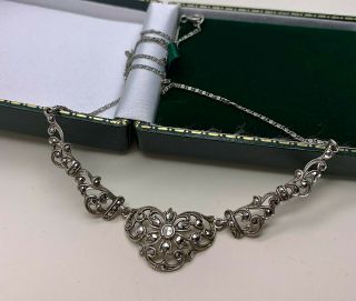 Vintage Jewellery Silver 800 Marcasite Necklace