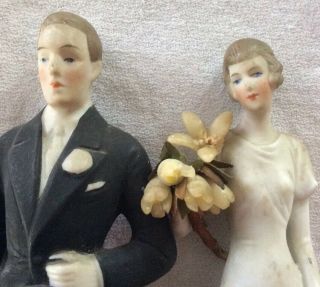 Antique Hertwig German Bisque Porcelain Figurine bride Groom Wedding Cake Topper 3