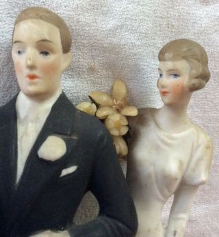 Antique Hertwig German Bisque Porcelain Figurine bride Groom Wedding Cake Topper 6