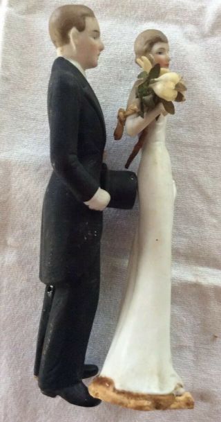 Antique Hertwig German Bisque Porcelain Figurine bride Groom Wedding Cake Topper 8