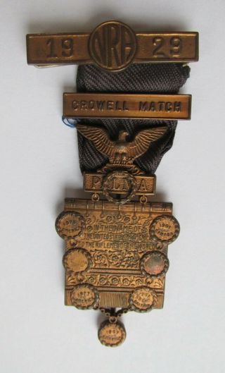 Vintage NRA Shooting Medal 1929 Crowell Match (Salinas,  KS) 2