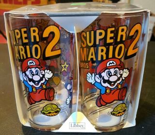 Vintage Nintendo Mario Bros.  2 1989 Cups / Glasses Rare Set Of 4