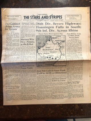 Stars And Stripes March 17 1945 Iwo Jima & 78th Division