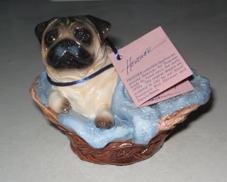 Vintage Pug In A Basket Limited Edition By Hevener