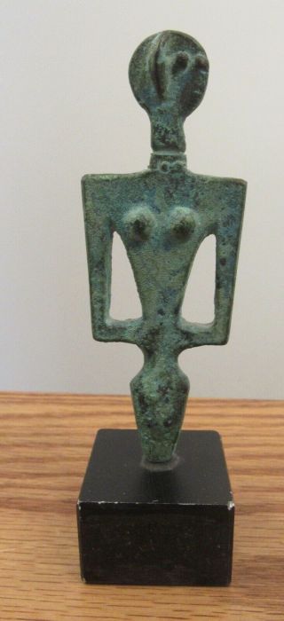 Vintage Green Patinated Bronze/copper Metal Statue Cubist/modernist Nude Woman
