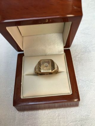 Vintage 1950’s Hallmarked 9ct Gold Gentleman ' s Starburst Diamond Ring 3