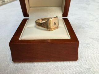 Vintage 1950’s Hallmarked 9ct Gold Gentleman ' s Starburst Diamond Ring 4