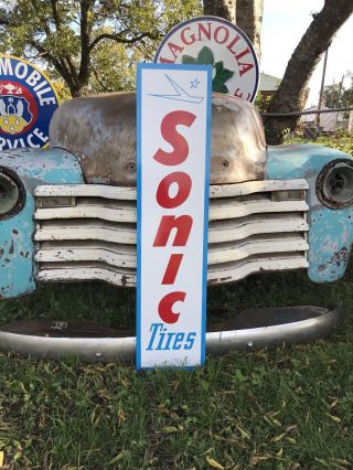 Antique Vintage Old Style Sonic Tires Gas Station Sign