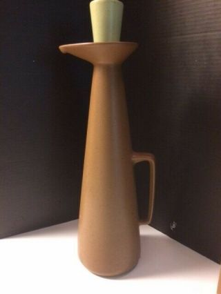 Coffee Pitcher - Poppytrail Stoneware - Green And Walnut By Metlox - Ca - Vntg