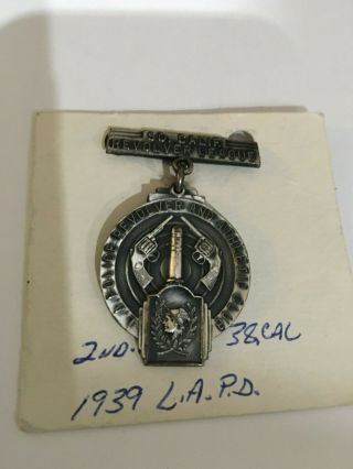 1939 Vintage Los Angeles Police Revolver Club Marksman Police Medal Lapd.  38cal