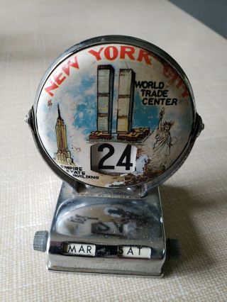 Mid - Century Vintage York City Metal Flip Perpetual Desk Calendar Chrome Rare