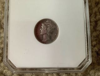 1942/1 Silver Mercury Dime Coin.  In Graded Case 10c Rare Very Fine