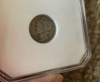 1942/1 Silver Mercury Dime Coin.  In Graded Case 10C Rare Very Fine 2