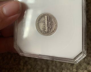 1942/1 Silver Mercury Dime Coin.  In Graded Case 10C Rare Very Fine 5