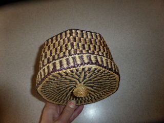 Vintage NATIVE AMERICAN SMALL BASKET with Lid Alaska Aleut 3